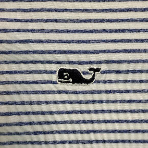 Vineyard Vines Polo Shirt Men’s M Gray Blue Stripe On-The-Go Sankaty Performance - Picture 4 of 11